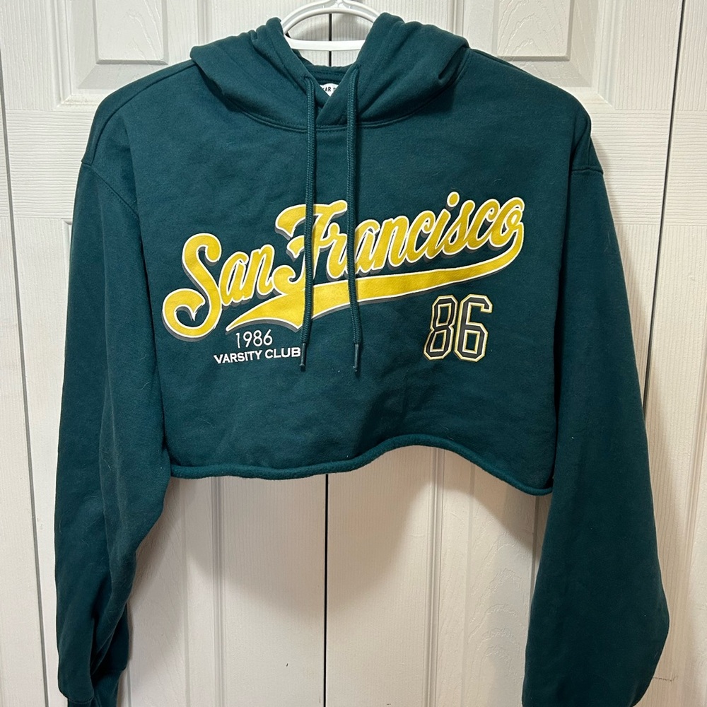 Green San Francisco Cropped Hoodie